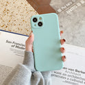 Simple Solid Color Straight Edge Liquid Silicone Phone Case