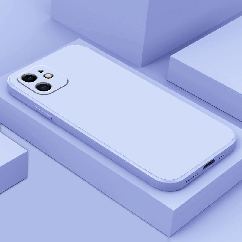 Solid Color Straight Edge TPU Liquid Silicone Phone Case