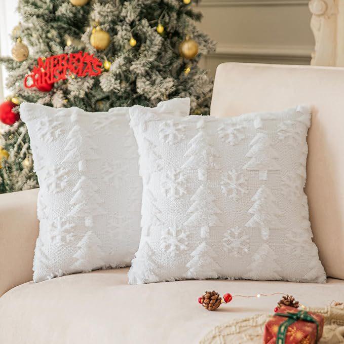 Plush Snowflake Christmas Tree Living Room Sofa Cushion Holiday Party Decoration Pillowcase