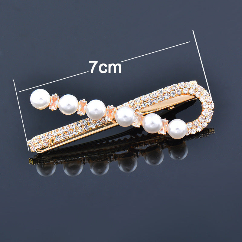 Sweet Rhinestone Pearl Hollowed-out Bow Barrettes Ins