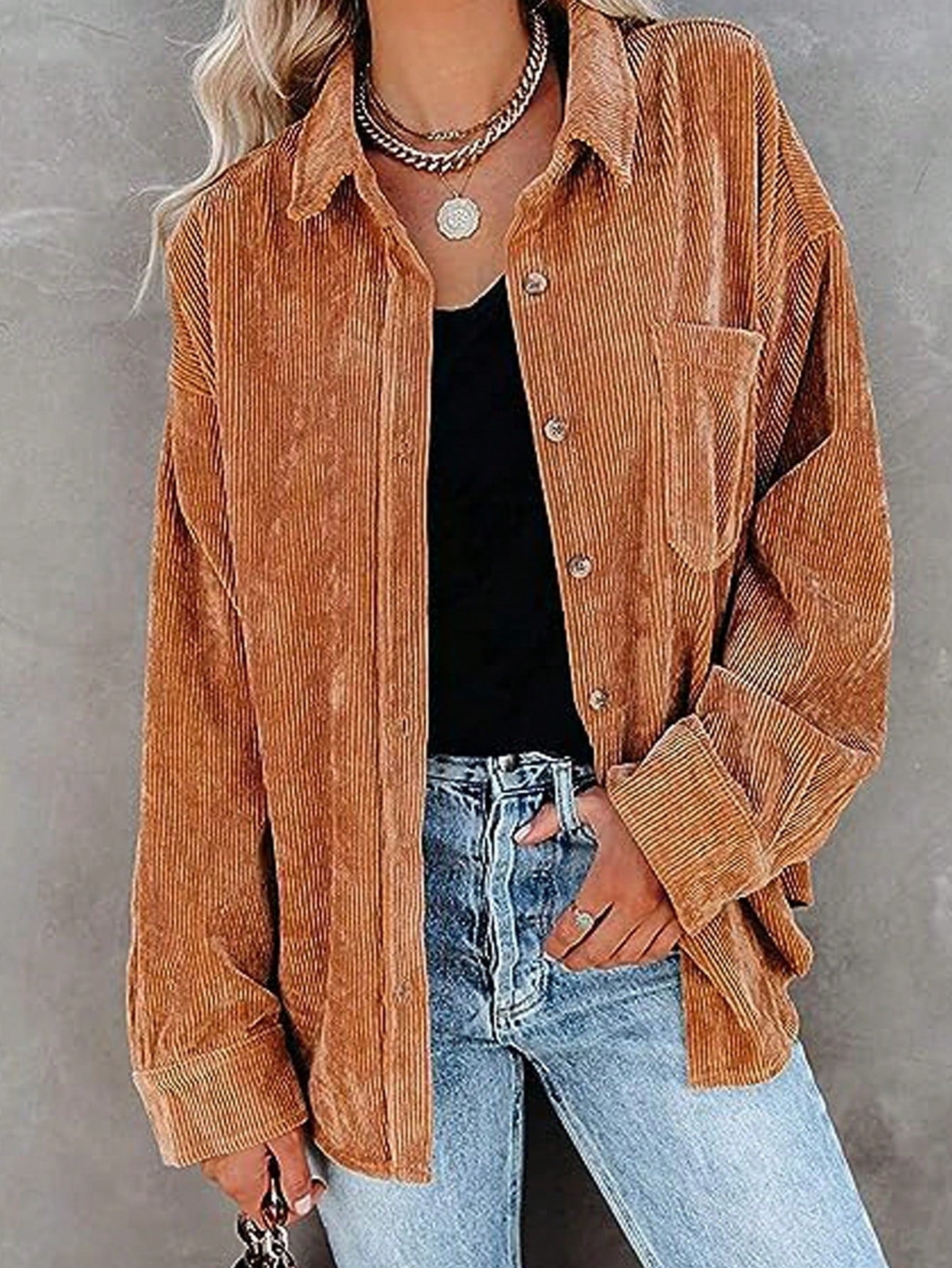 Loose Casual Jacket Corduroy Shirt