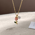 Tulip Pearl Necklace Female Pendant Clavicle Chain