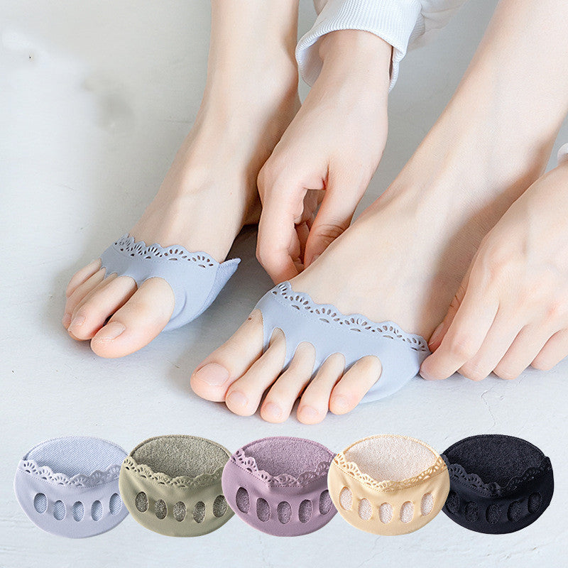 Lace Invisible Five Finger Half Soles Four Seasons Universal Non-slip Toe Socks Female