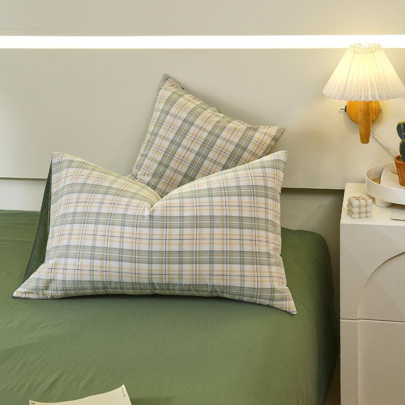 Washed Cotton Pillowcase Yarn-dyed Double-piece Types A And B Single Pillowcase