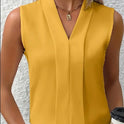 Women's Elegant Sleeveless V-Neck Blouse - Breezy Chic Top Ideal For Spring & Summer, Versatile Fashion For Casual Or Formal Wear