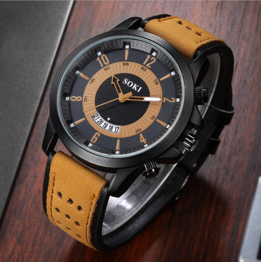 Sports Men's Quartz Watch Fashion Belt Calendar Display