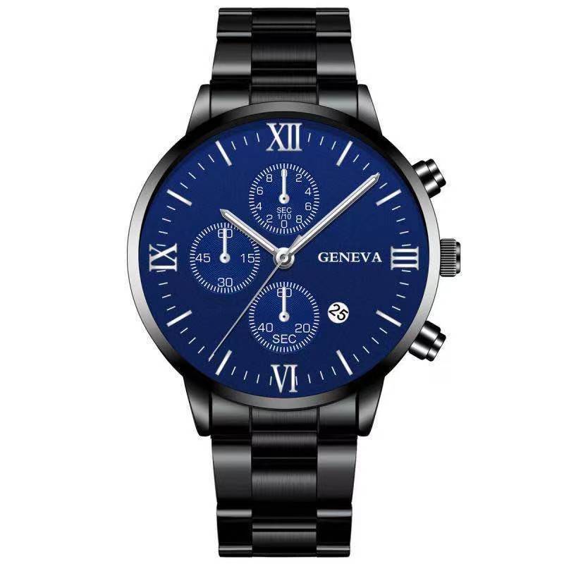 Steel Watch Men's Stainless Steel Three-eye Calendar