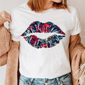 Fashion Printing Creative Color Lip Print Short Sleeve