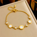 Retro White Shell Round Card Interval Pearl Accessories Bracelet