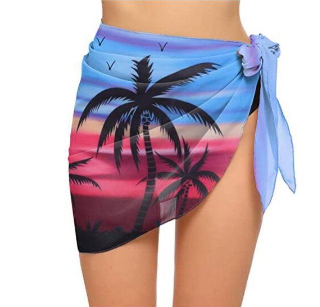 Women's Short Sarong Tulle Chiffon Blouse Swimsuit Blouse Triangle Scarf