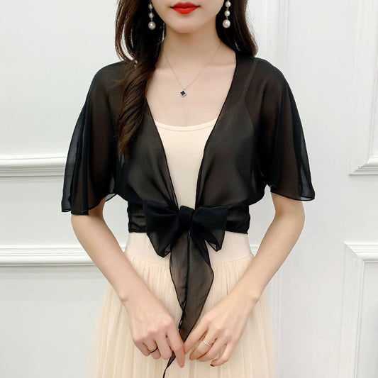 Women's Summer Thin Short Shawl Chiffon Shirt