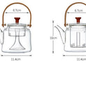 Japanese Style Glass Bamboo Handle Teapot Kettle