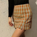 High Waist Plaid Skirt