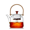 Japanese Style Glass Bamboo Handle Teapot Kettle