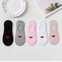 Heart Print Women's Socks Love Invisible Boat Socks Silicone Non-slip Short Socks