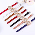 Peach heart rhinestone big number belt female watch