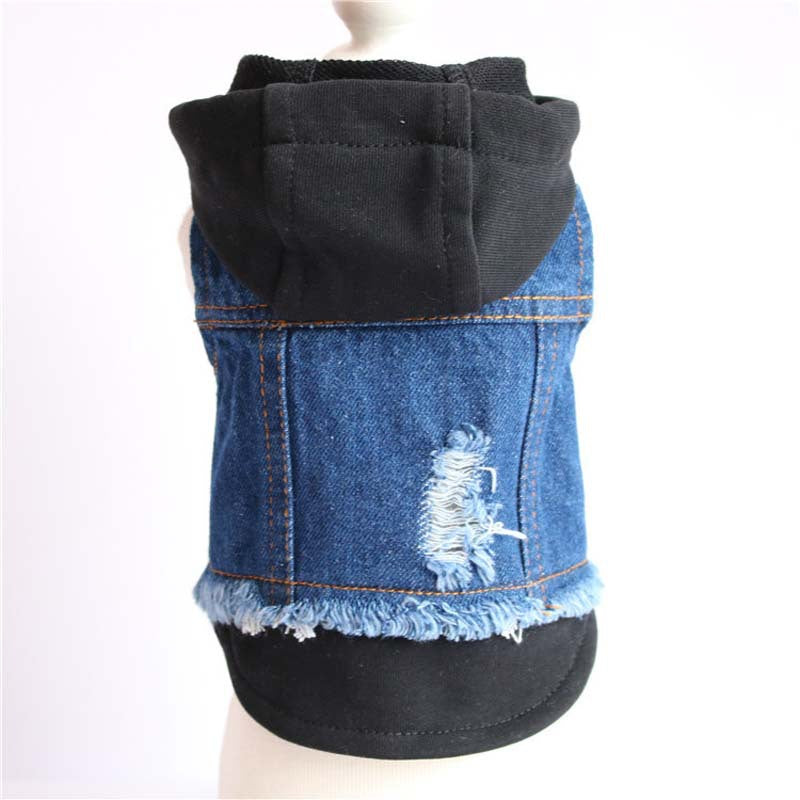 Pet Supplies Denim Dog Knitted Hooded Vest