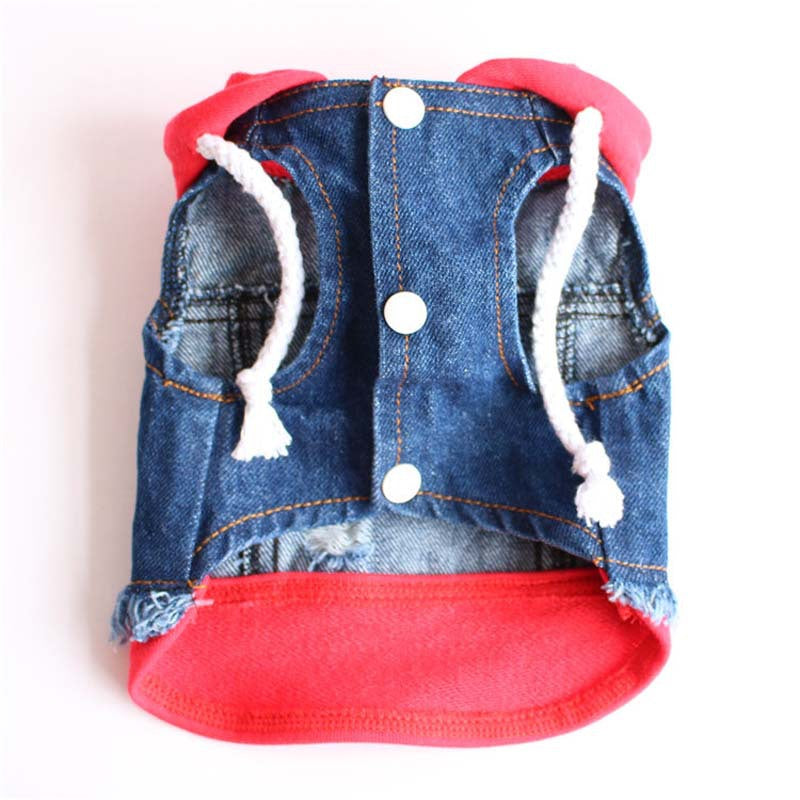 Pet Supplies Denim Dog Knitted Hooded Vest