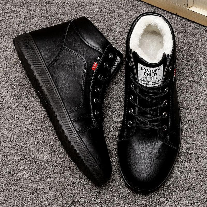 Men's plus velvet padded high-top cotton shoes