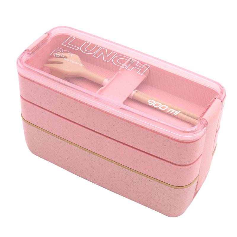 Three-layer Wheat Stalk Separated Bento Lunch Box