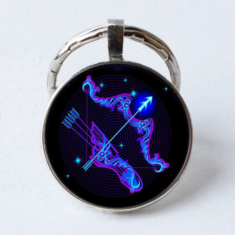 Twelve Constellation 25mm Time Gem Metal Keychain