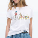 Cute Cartoon Music Zoo Print Lady T-Shirt