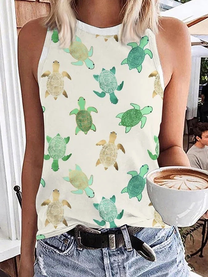 Summer Sports Casual Sleeveless Vest Printed Ladies