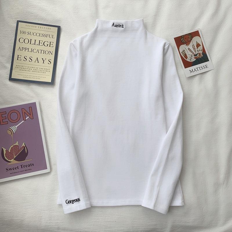 Half High Collar Long Sleeve T-Shirt Slim Top