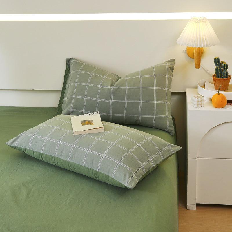 Washed Cotton Pillowcase Yarn-dyed Double-piece Types A And B Single Pillowcase