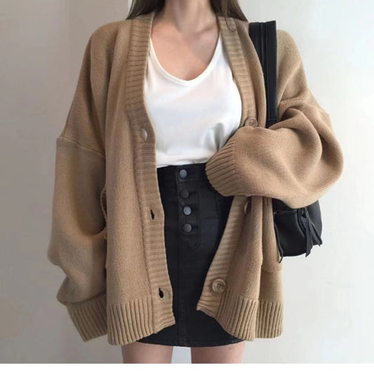 Women's Solid Color Fashion Casual Knitted Jacket