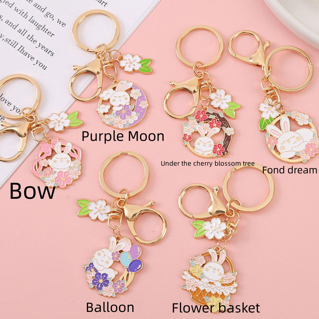 Rabbit Year Lucky Cartoon Trend Alloy Oil Dropping Keychain Cute