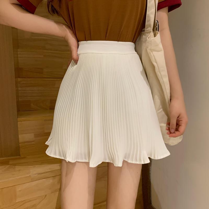 College style high waist slim white a-line skirt