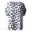 USA SIZE Short-sleeved loose large size top printed chiffon shirt