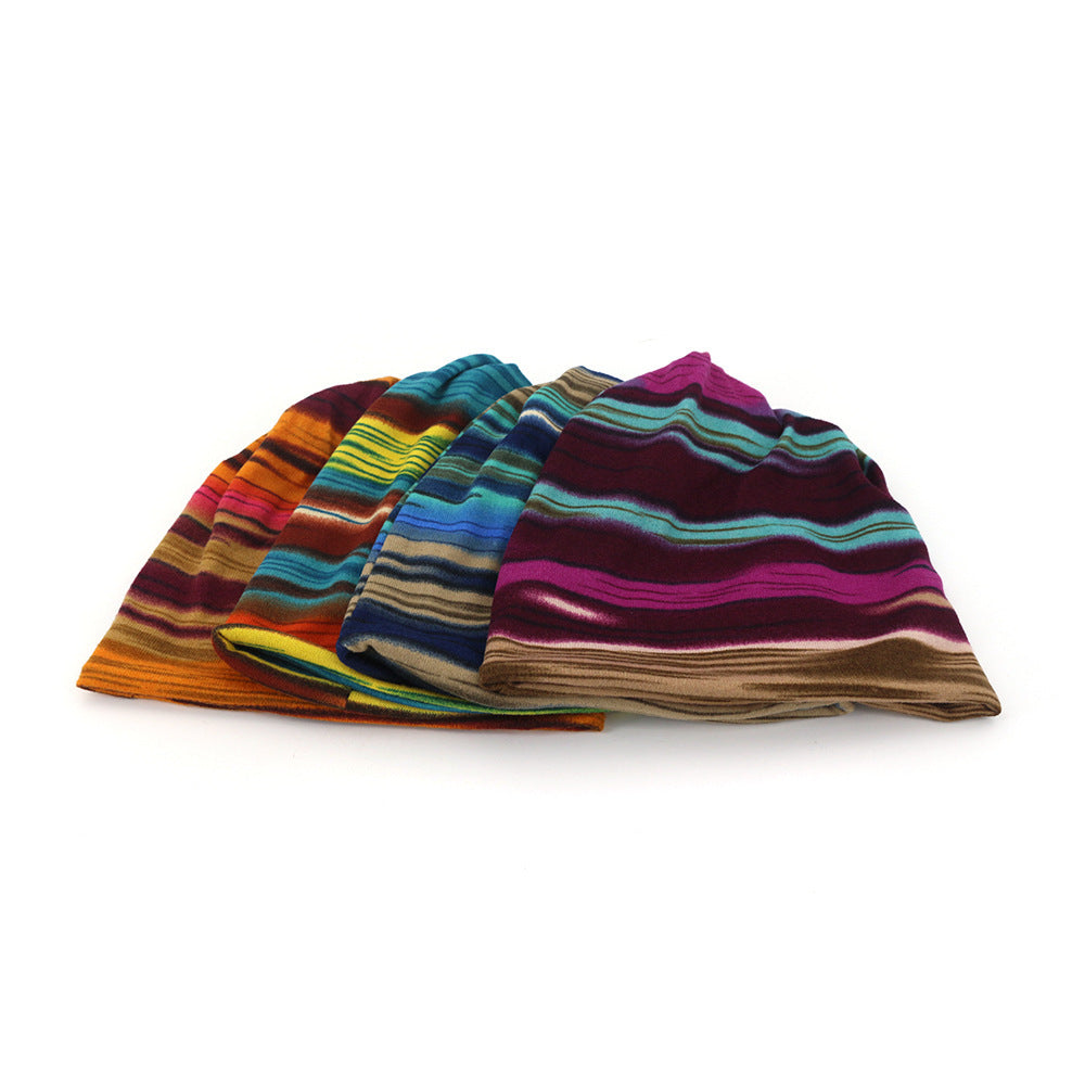 Fashionable Women's Striped Printed Thermal Headgear