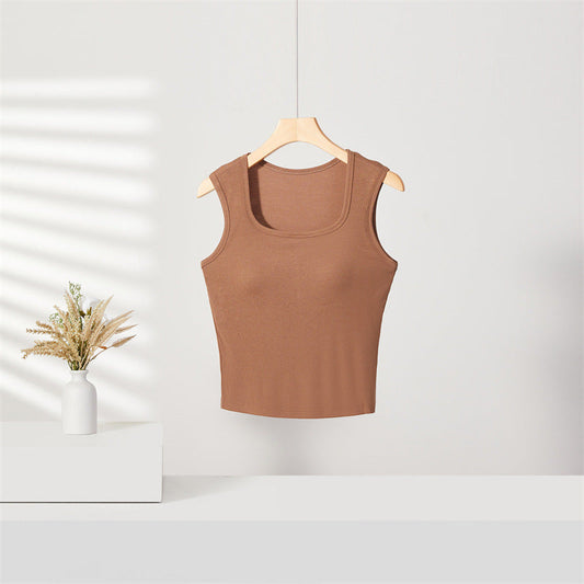 Solid Color Slim Fit Knit Bottoming Shirt Camisole