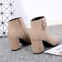 Chunky heel side zipper Martin boots
