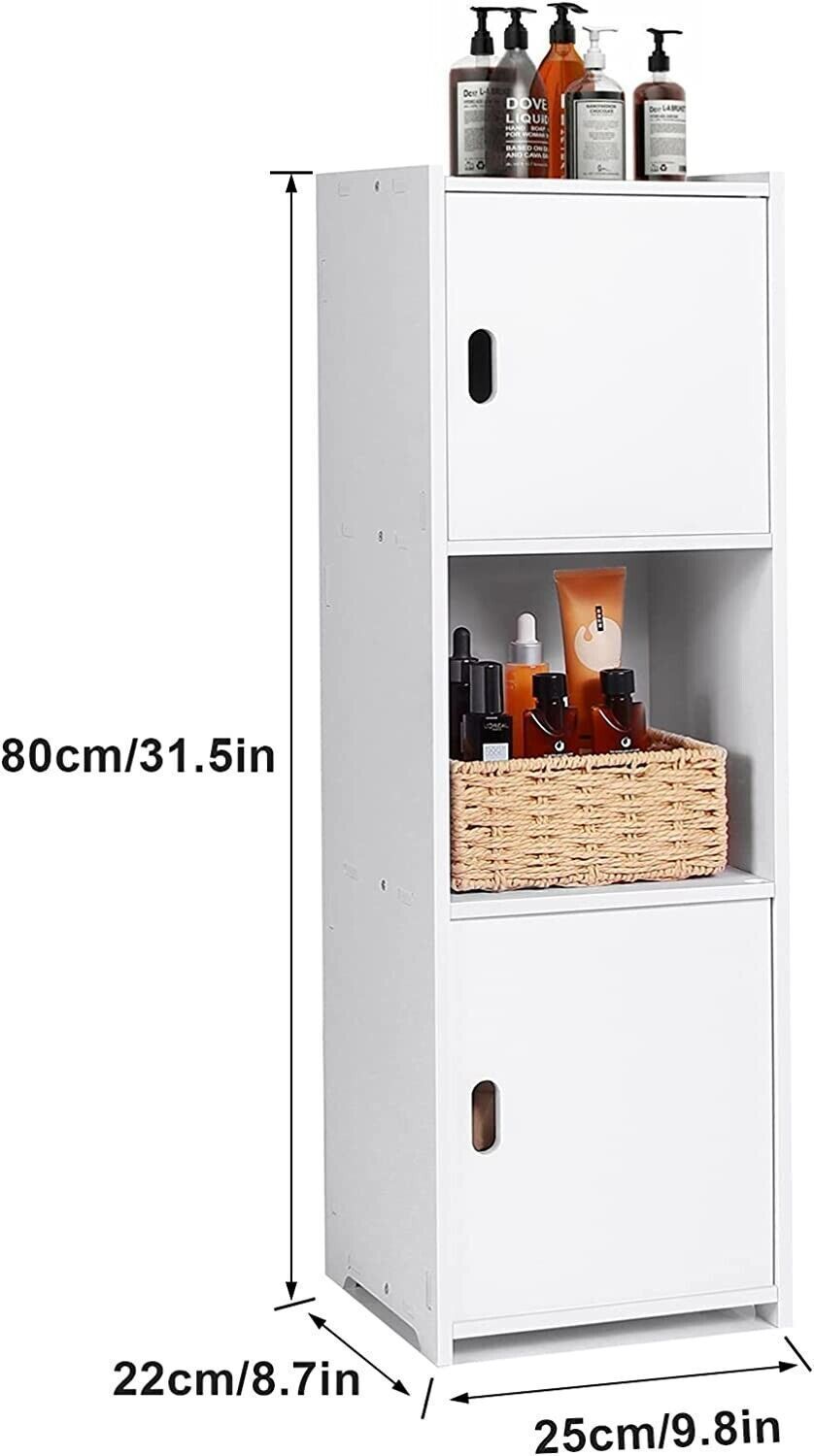 Waterproof Bathroom Storage Cabinet Free Standing Cabinet Organizer Unit White