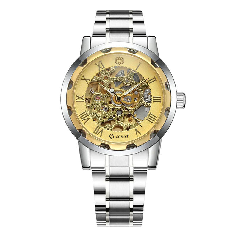 Steel Strip Hollow Gold Manual Mechanical Watch