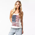 American flag print vest vintage distressed T-shirt top