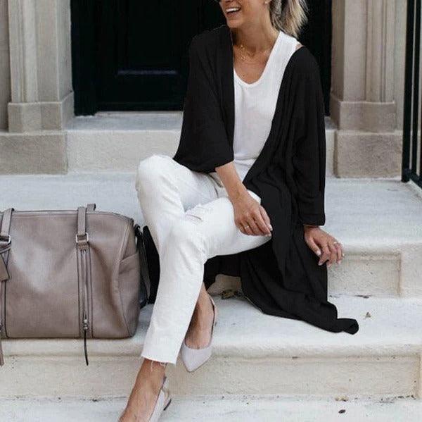 Ms Long loose irregular hem coat of knitting cardigan