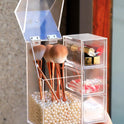 Clear Plastic Makeup Brush Storage Box with Cover Jewelry Earring Organizer Acrylic Makeup Organizer