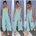 Back solid jumpsuit ladies summer wide leg dress