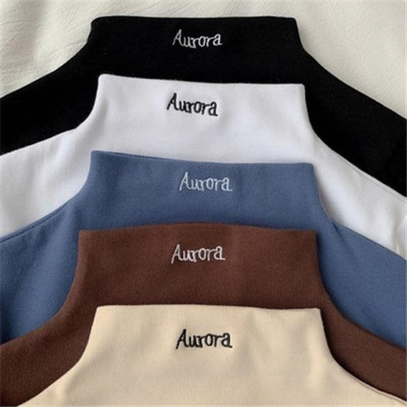 Half High Collar Long Sleeve T-Shirt Slim Top