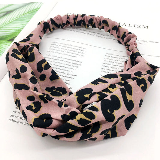 Pink leopard print headband