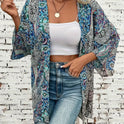 Ethnic Print Round Neck Shirt Bohemian Holiday Long Sleeve Shirt