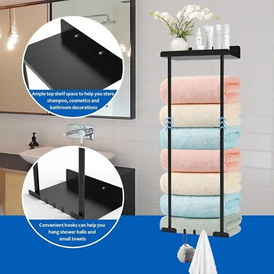 Black Grey Bathroom Storage Rack Wall Mounted High Quality Finish NEW