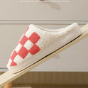 Indoor Home Winter Chessboard Cotton Slippers