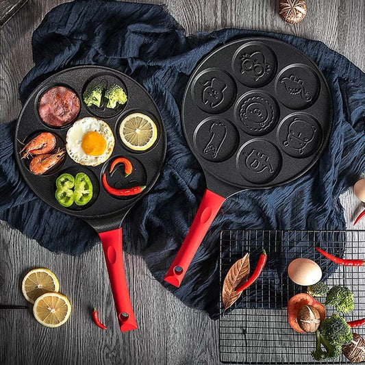 Aluminum Alloy Frying Pan Non-stick  Seven-hole Breakfast pan