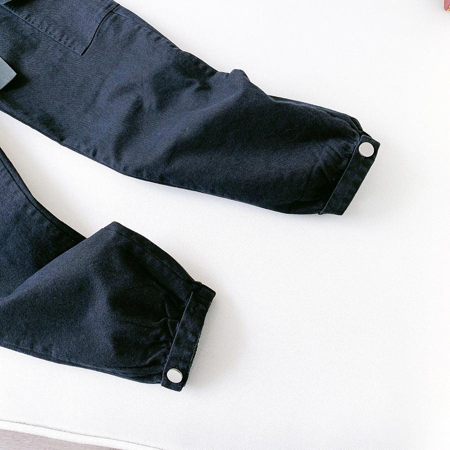 Multi-pocket pants high-waist straight-leg pants