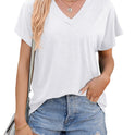 Summer Women's V-neck Loose Short Sleeve T-shirt Top